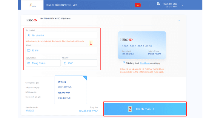 Hướng dẫn chi tiết từng phương thức thanh toán