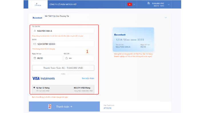 Hướng dẫn chi tiết từng phương thức thanh toán