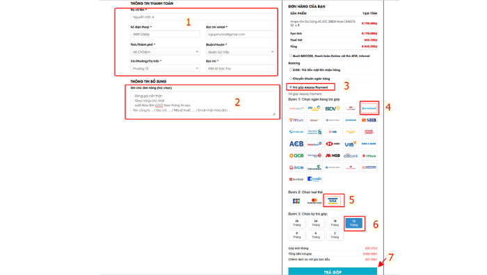 Hướng dẫn chi tiết từng phương thức thanh toán