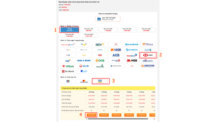 Hướng dẫn chi tiết từng phương thức thanh toán