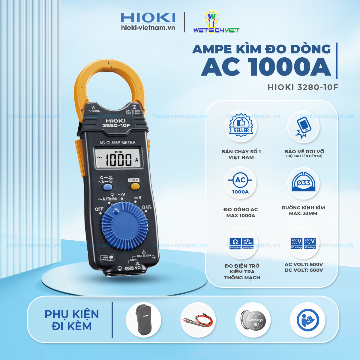 Ampe Kìm Đo Dòng AC 1000A Hioki 3280-10F