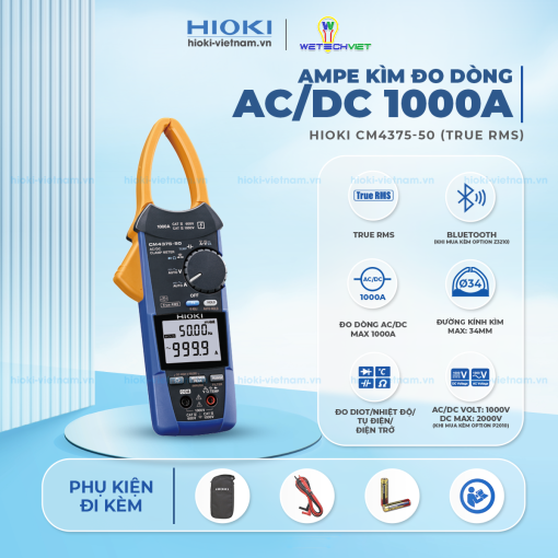 Ampe Kìm Đo Dòng AC/DC 1000A Hioki CM4375-50