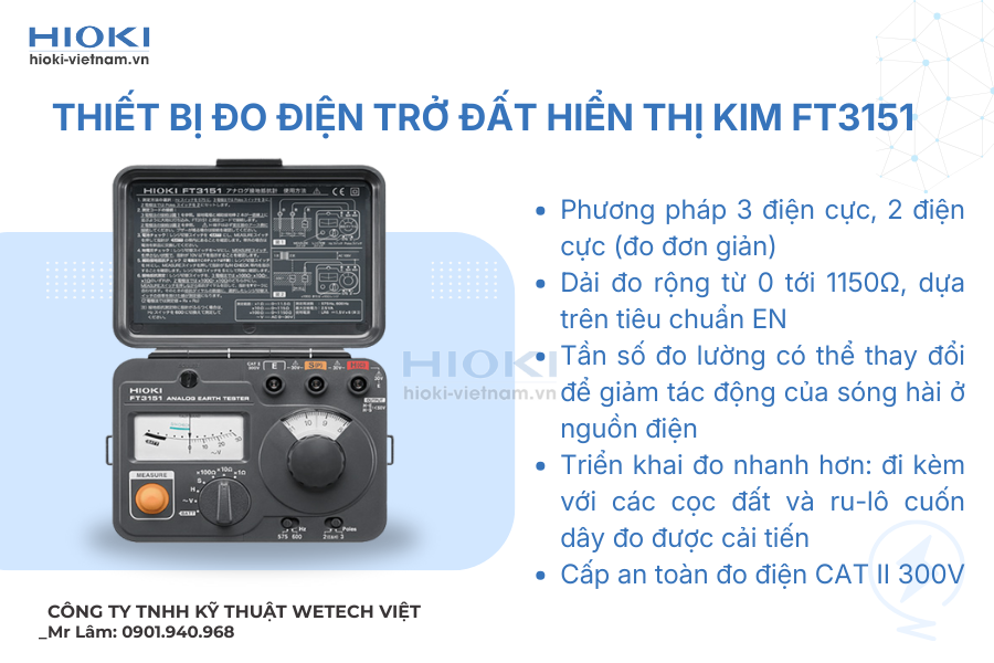 Thiết bị đo điện trở đất hiển thị kim Hioki FT3151