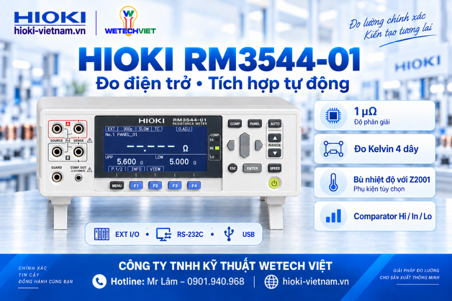 Hioki RM3544-01 phù hợp khi dây chuyền cần đo điện trở tự động